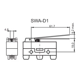 Chave Micro Switch com Haste de 61mm 15A/250Vac - SWA-D1 - Switron