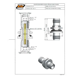 Adaptador TNC Fêmea X Fêmea Reto Painel Base Redonda Porca Anel de Vedação - TA-3 - Gav 83 - KLC