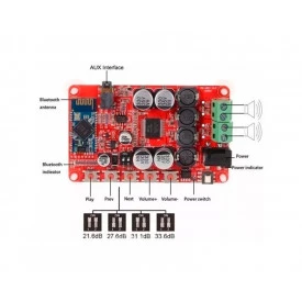 Amplificador de Áudio com Bluetooth 4.0 Receptor TDA7492P 50+50W - GC-99