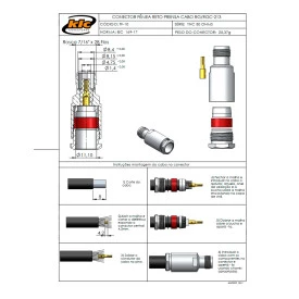 Conector TNC Fêmea Reto Cabo Prensa Cabo RG-213 / RGC-213 - TF-10 - Gav 125 - KLC