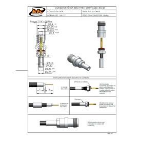 Conector TNC Fêmea Reto Cabo Crimpagem RG-58 Pino Fixo - TF-13CR - Gav 109 - KLC