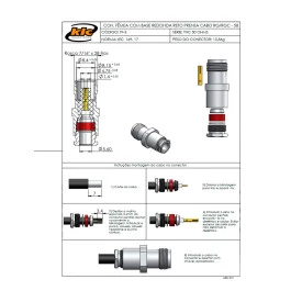 Conector TNC Fêmea Reto Prensa Cabo RG 58 - TF-3 - Gav 50 - KLC
