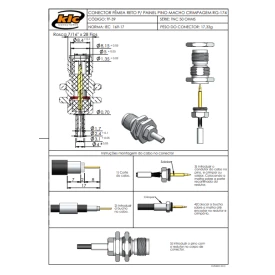 Conector TNC Fêmea Reto Cabo Painel Crimpagem RG-174 Pino Macho Fixo - TF-39 - Gav 110 - KLC