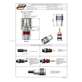 Conector TNC Macho Reto Cabo Prensa Cabo RG-58 / RGC-58 - TM-1 - Gav 92 - KLC