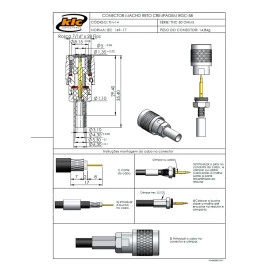 Conector TNC Macho Reto Cabo Crimpagem RGC-58 Pino Fixo - TM-14 - Gav-152 - KLC