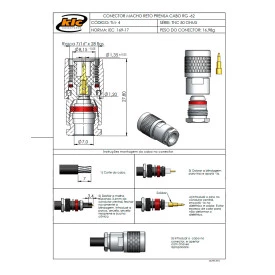 Conector TNC Macho Reto Cabo Prensa Cabo RG-62 - TM-4 - Gav 156 - KLC