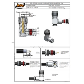 Conector TNC Macho Angular Cabo Prensa Cabo RG-174 - TM-41 - Gav 124 - KLC