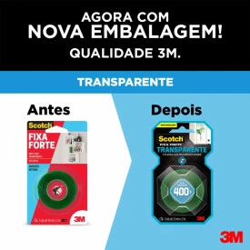 Fita 3M Dupla Face Scotch Fixa Forte Transparente - Uso Interno - 12mm x 2M