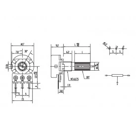 Potenciômetro Linear Chanfrado com Caneca de 16mm - WH148-1A-2-F-B150K-L15