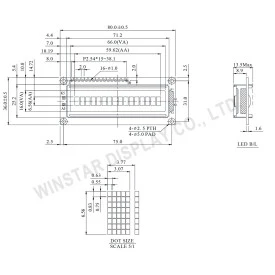 Display LCD 16x01 Verde sem Luz de Fundo (Back Light) WH-1601A-NGG-JT - Winstar