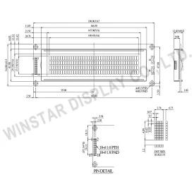 Display LCD 40x04 Verde com Luz de Fundo (Back Light) WH-4004A-YYH-JT - Winstar