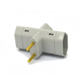 Plug 3 Saídas 2 Polos 10A/250V Cinza - 013EN - Enerbras