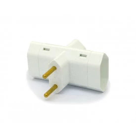 Plug 3 Saídas 2 Polos 10A/250V Branco - 013ENB - Enerbras