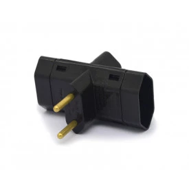 Plug 3 Saídas 2 Polos 10A/250V Preto - 013ENP - Enerbras