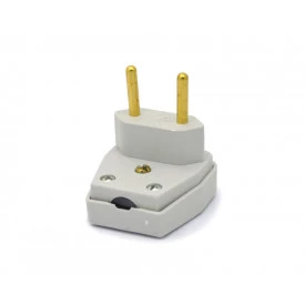 Plug Tomada Desmontável Macho 90º 2P 10A/250V Cinza - Ref.1670 - Daneva