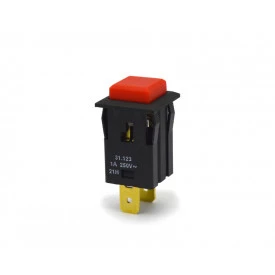 Chave Push-Button Unipolar com Trava Cor Vermelha Quadrada 1A/250V 31.123 M1FT2EE3S - Margirius