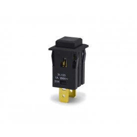 Chave Push-Button Unipolar com Trava Cor Preta Quadrada 1A/250V 31.123 M1FT2FE3S - Margirius