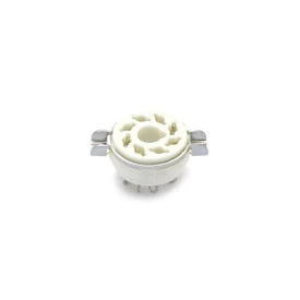Soquete para Válvula de 8 Pinos (Octal) Cerâmico com Anel de Fixação (Solda Fio) - 8PINB