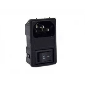 Tomada AC Macho com Chave Liga/Desliga e Porta Fusível para Montagem em Painel - EX2153PT - Exatronic 