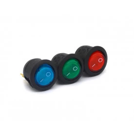 Chave Gangorra / Tecla Redonda 6A/250V Liga/Desliga com Led AZ/VD/VM - KCD1-106N