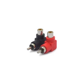 Adaptador Plug RCA para Jack RCA 90º - Preto ou Vermelho - JD15-3063 - Jinda