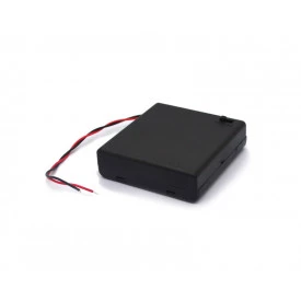 Suporte para 4 Pilhas AA com Tampa e Rabicho de 15cm - JD15-6037A - Jinda