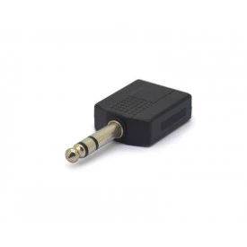 Adaptador Plug P10 6,35mm Estéreo para Jack Duplo Estéreo 6,35mm - JL16038A - Jiali
