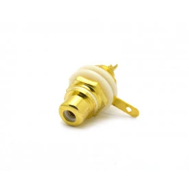 Jack RCA Chassis Dourado (Branco) - JL17074GW - Jiali