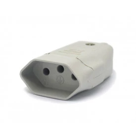 Tomada Móvel Cinza 2P+T 10A/250V - 077E - Enerbras