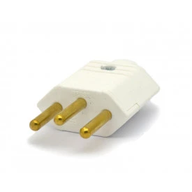Plug Tomada 2P+T 10A/250V Branco - PLD1-3 - Margirius 