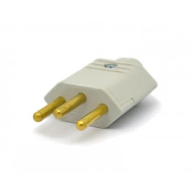 Plug Tomada 2P+T 10A/250V Cinza - PLD1-3 - Margirius