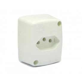 Tomada Branca Sobrepor 2P+T 20A/250V - 053EB - Enerbras