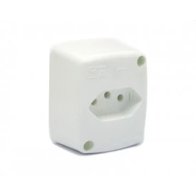 Tomada Branca Sobrepor 2P+T 10A/250V - 050EB - Enerbras