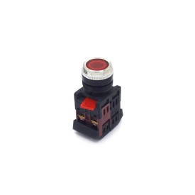 Botão Pulsador sem LED com Bloco de Contato 1NA+1NF - Vermelho - LAY80-PA45
