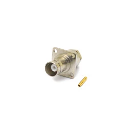 Conector BNC 50 Ohms Fêmea Reto Cabo Painel Prensa Cabo RG-59 Base Quadrada 17,50mm - LF-41 - Gav 143 - KLC