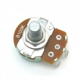 Potenciômetro Alpha 24mm Linear Duplo B100KX2 Ω eixo liso alumínio com 8mm