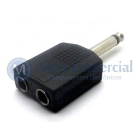 Plug adaptador J10 Fêmea Mono Duplo para P10 Mono Macho - JL26080