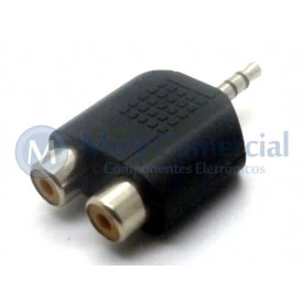 Plug adaptador RCA Estéreo Fêmea Duplo para P2 Estéreo Macho - JL0205