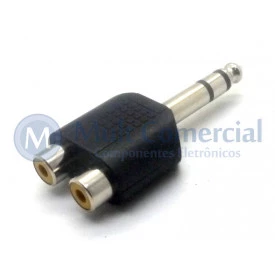 Plug adaptador RCA Fêmea Duplo para P10 Estéreo Macho - JD-W8028
