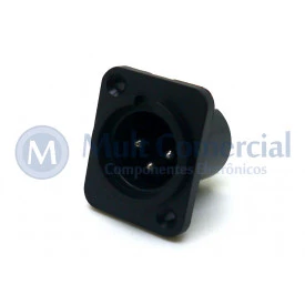 Conector XLR 3 vias Macho Solda Fio Para Painel - JL33046