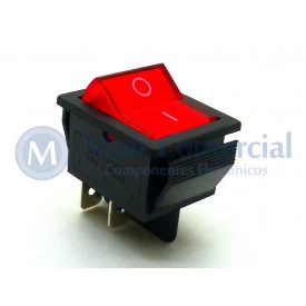 Chave Gangorra IRS-201-1B3 ON-OFF 20A~125VCA - 15A~250VCA 4 Terminais Vermelho - Jietong