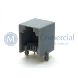 Conector Jack RJ11 6P4C com 4 Vias na cor Cinza - YH55-03