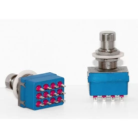 Chave Foot Switch 4PDT Super ByPass na cor Azul para solda fio - SW4PDT#2