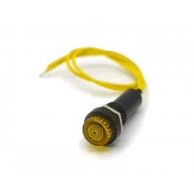 Sinaleiro Olho de Boi cor Amarelo com Fio Amarelo 24V - XD8-2 