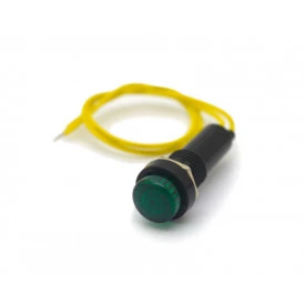Sinaleiro Olho de Boi cor Verde com Fio Amarelo 24V - XD8-2