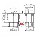 Chave Gangorra / Tecla Dupla com 6 Terminais e Neon 15A/250V - Vermelha - KCD3-202N