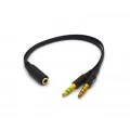 Cabo Adaptador Maleável de 1 P2 Fêmea para 2 P2 Macho (Dourado) - CB-133