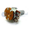Potenciômetro Com Chave 17mm Semi Log NS16K4-10KD Ω eixo Liso alumínio com 20mm