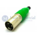 Conector XLR Macho Solda Fio Para Cabo JD-W9404 - Verde