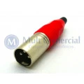 Conector XLR Macho Solda Fio Para Cabo JD-W9404 - Vermelho